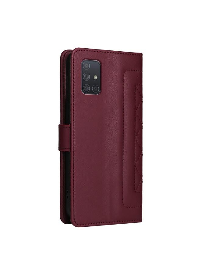 S-TOP Case For Samsung Galaxy A71 Diamond Lattice Leather Flip Phone Case - Image 3