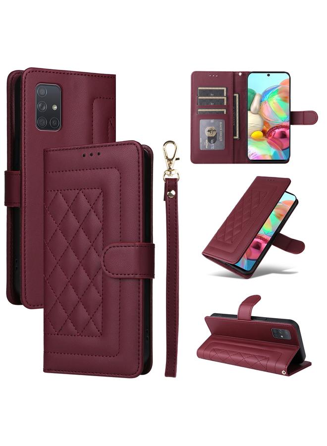 S-TOP Case For Samsung Galaxy A71 Diamond Lattice Leather Flip Phone Case - Image 1
