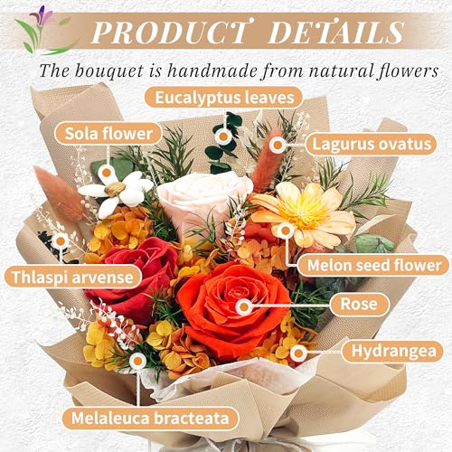 QOEAZY Flowers for Delivery, Preserved Flowers Bouquet with Gift Box, Rose Gifts for Women Mom Grandma - Image 4