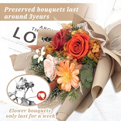 QOEAZY Flowers for Delivery, Preserved Flowers Bouquet with Gift Box, Rose Gifts for Women Mom Grandma - Image 2