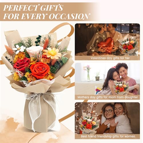 QOEAZY Flowers for Delivery, Preserved Flowers Bouquet with Gift Box, Rose Gifts for Women Mom Grandma - Image 3