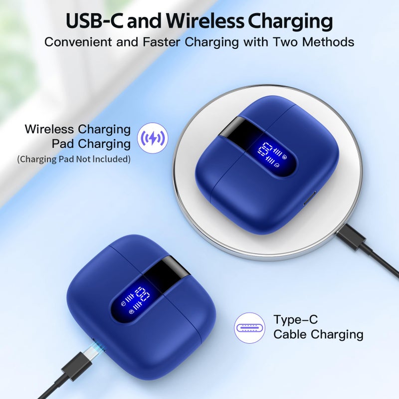 TAGRY Bluetooth Headphones True Wireless Earbuds 60H Playback LED Power Display Earphones with Wireless Charging Case IPX5 Waterproof in-Ear Ear buds with Mic for TV Smart Phone Laptop Computer Sports - Image 3