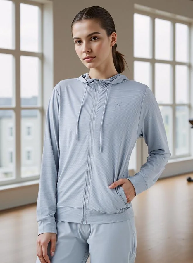 Textured Zip Through Hoodie with Pockets