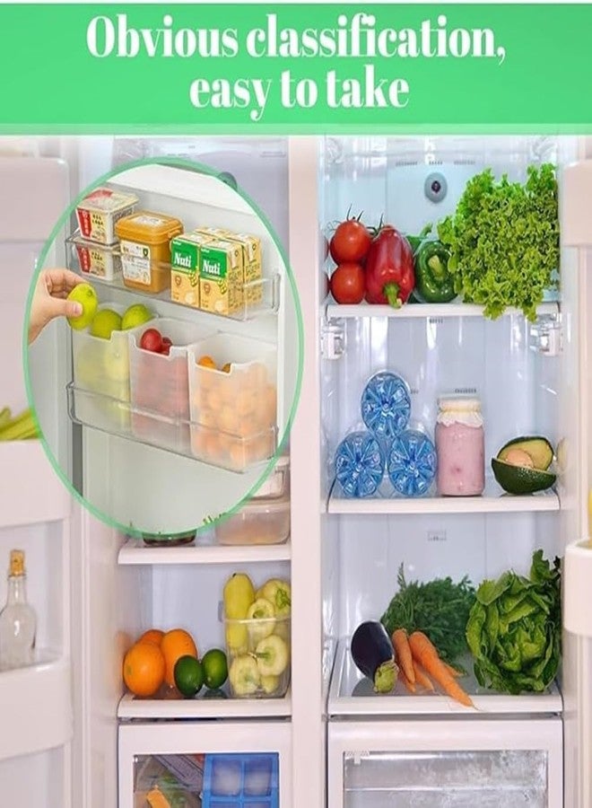 KD ZONE Fridge Door Storage Containers Set of 6 | Vertical Kitchen Organizer Bins for Fruits, Vegetables & Snacks | Deep Space Saving Refrigerator Shelf Boxes | Frosted Clear Plastic - Image 3