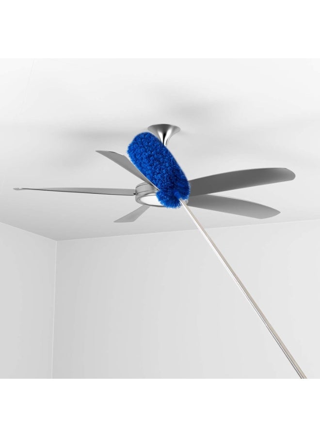 Dust duster with extension rod, washable dust removal kit, 2.5m three-piece set, suitable for ceiling fans (blue). - Image 5