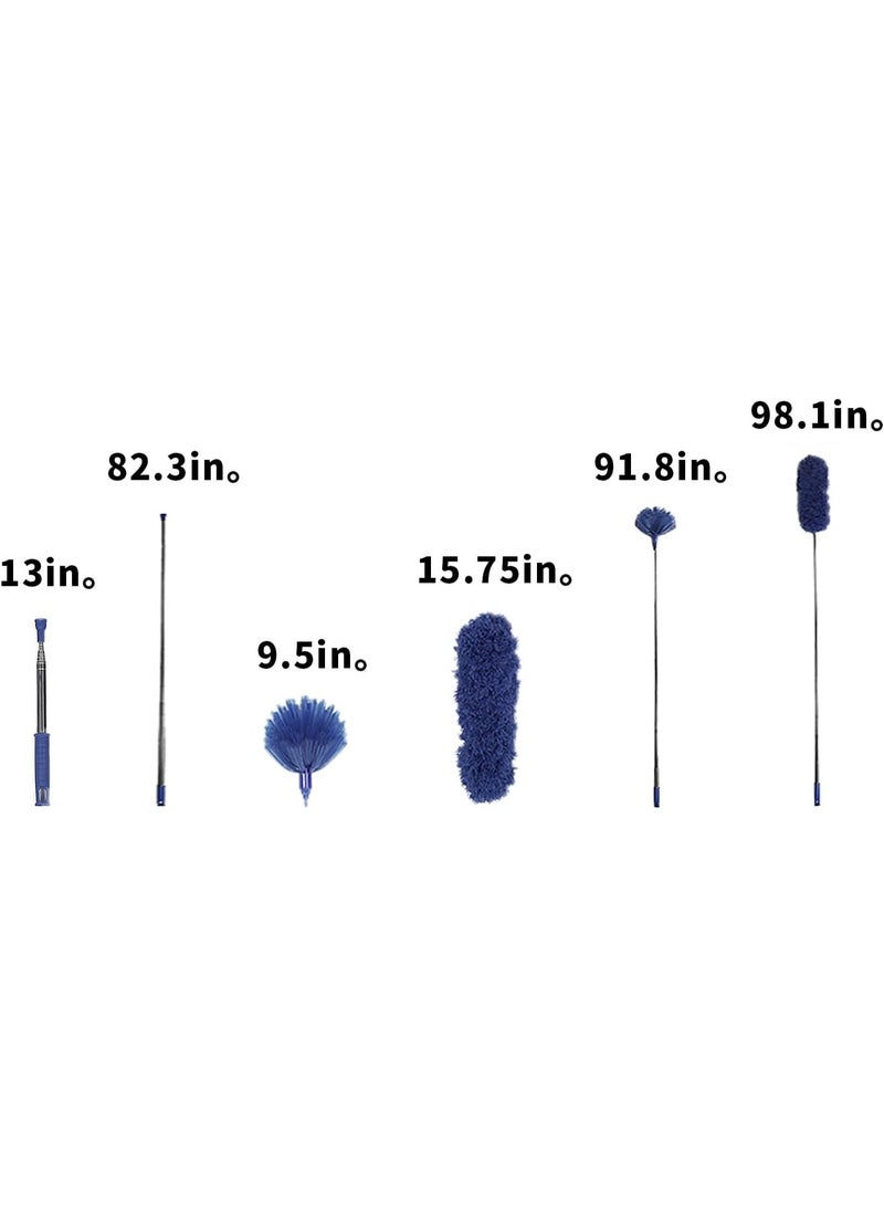 Dust duster with extension rod, washable dust removal kit, 2.5m three-piece set, suitable for ceiling fans (blue). - Image 2
