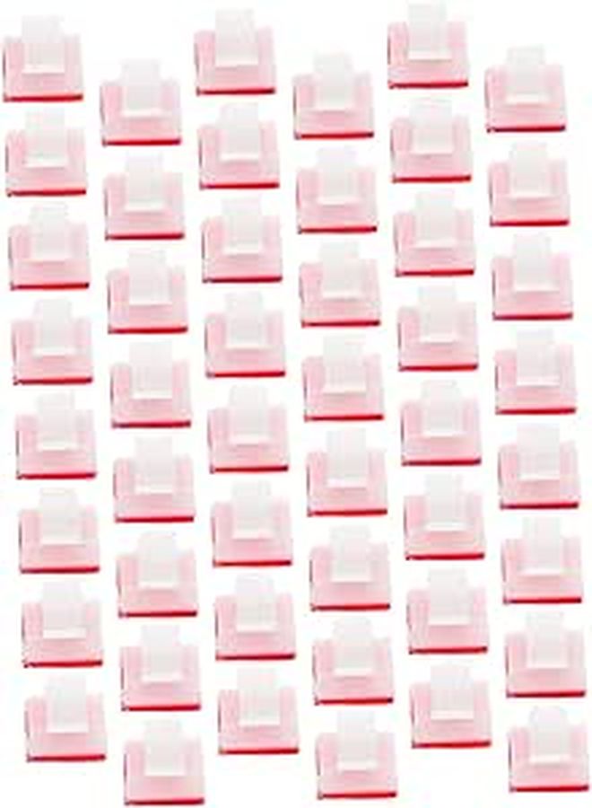 50 Pack White Self Adhesive Cable Clips Cord Organizers For Desktop Wire Management - Image 1