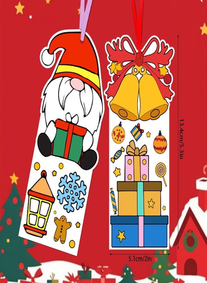 BAISDY 100Pcs Christmas Coloring Bookmarks Color Your Own Bookmarks, 10 Styles Xmas Patterns Craft Kit for DIY - Image 4