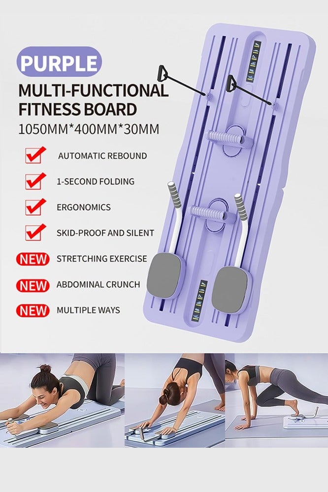 TAPIT Pilates Board Pilates Reformer Set Multi-Purpose Foldable Pilates Reformer Board for Home 5 in1 Pilates Sliding Board Pilates Equipment Fitness Board Ab Core Trainer Machine For Home (Purple) - Image 1