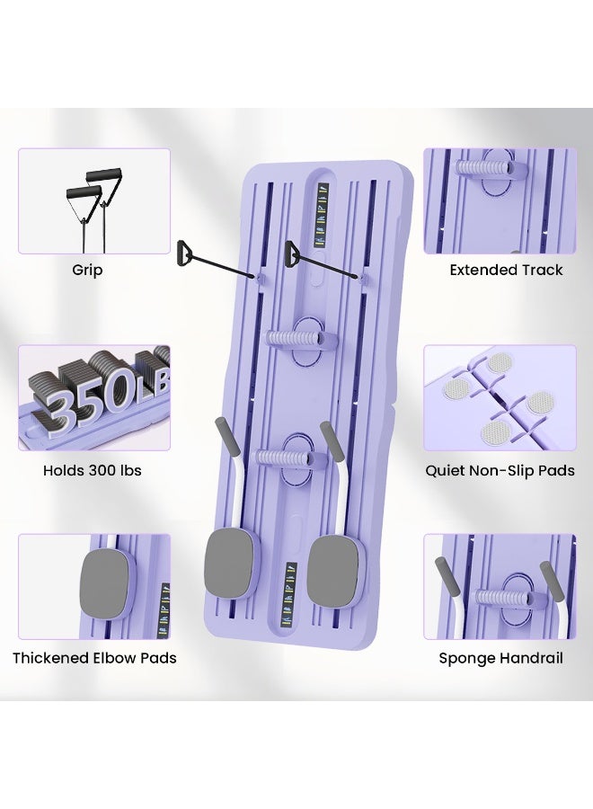 TAPIT Pilates Board Pilates Reformer Set Multi-Purpose Foldable Pilates Reformer Board for Home 5 in1 Pilates Sliding Board Pilates Equipment Fitness Board Ab Core Trainer Machine For Home (Purple) - Image 4