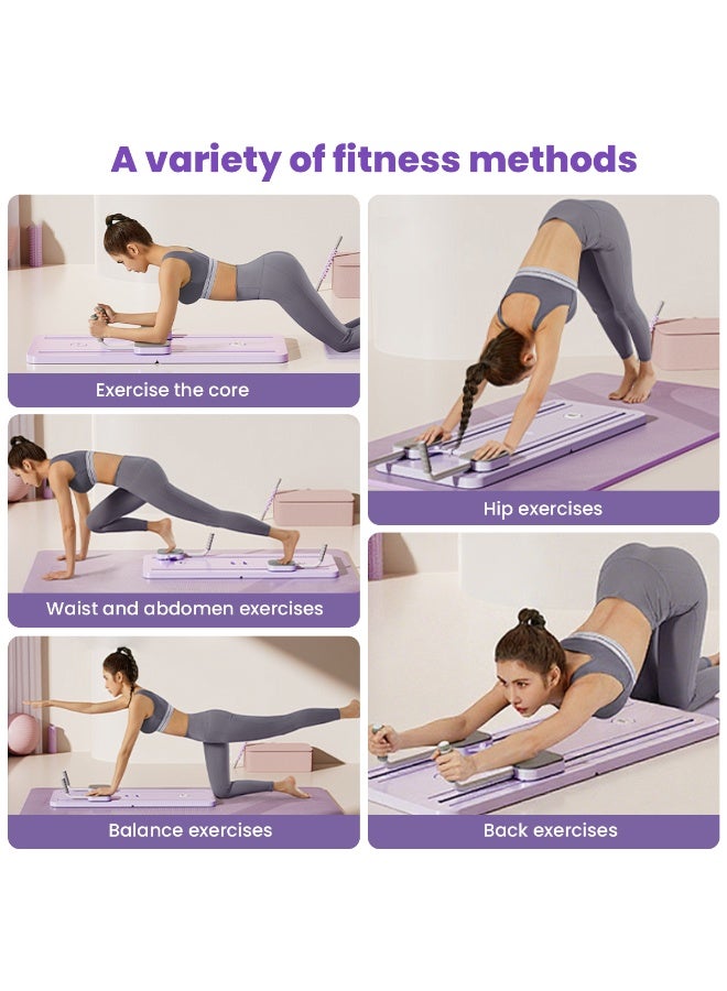TAPIT Pilates Board Pilates Reformer Set Multi-Purpose Foldable Pilates Reformer Board for Home 5 in1 Pilates Sliding Board Pilates Equipment Fitness Board Ab Core Trainer Machine For Home (Purple) - Image 2