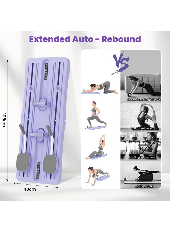 TAPIT Pilates Board Pilates Reformer Set Multi-Purpose Foldable Pilates Reformer Board for Home 5 in1 Pilates Sliding Board Pilates Equipment Fitness Board Ab Core Trainer Machine For Home (Purple) - Image 5