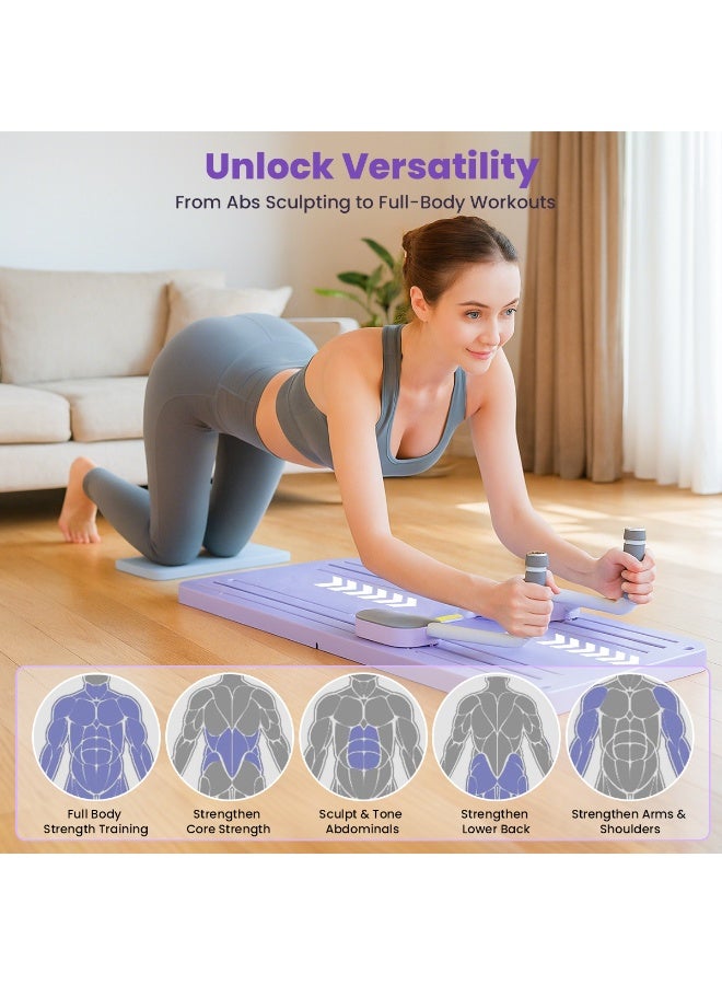 TAPIT Pilates Board Pilates Reformer Set Multi-Purpose Foldable Pilates Reformer Board for Home 5 in1 Pilates Sliding Board Pilates Equipment Fitness Board Ab Core Trainer Machine For Home (Purple) - Image 3