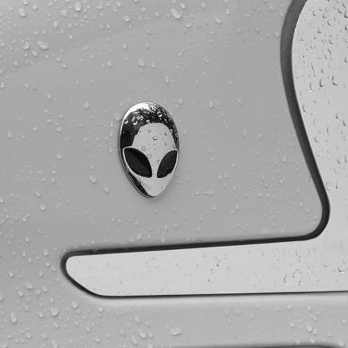 aakichi 3D Metal Alien Head Emblem Badge, Silver Chrome Finish, Waterproof Car Sticker - Image 5