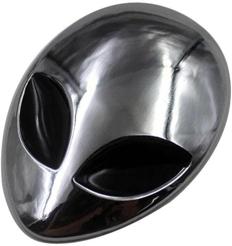 aakichi 3D Metal Alien Head Emblem Badge, Silver Chrome Finish, Waterproof Car Sticker - Image 4