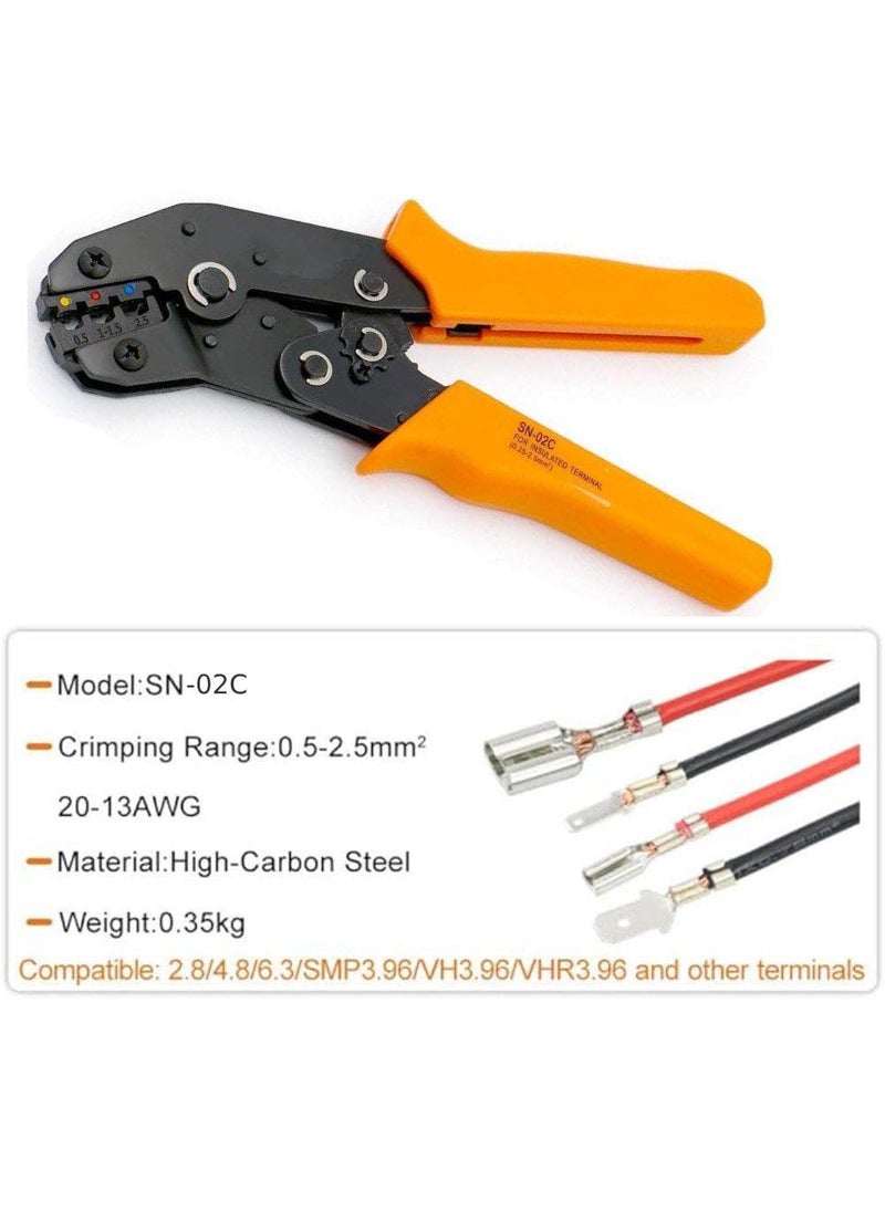 GILHOT GILHOT Mini Ratchet Crimper Plier SN02C Ring Insulated Terminals Crimping Tools Use for 0525 mm 2013 AWG Orange  - Image 3
