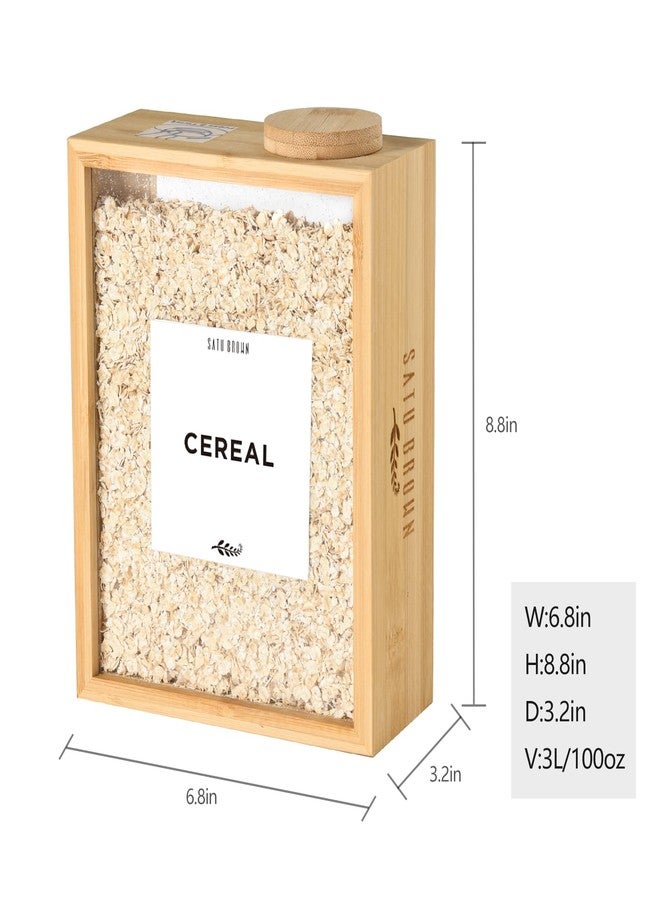 Satu Brown Bamboo Kitchen Cereal Containers Storage Dispenser, 3 Liter Airtight Pantry Organizers with Lid, Home Organization for Cereal, Rice, Flour, Snack, Candy Storage-1 sponge cleaning brush - Image 4