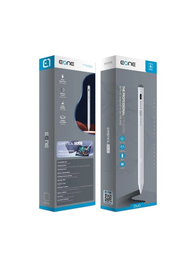 Eone Duo Professional Stylus Pen for iPad - Wireless & Type-C Charging, Palm Rejection & Tilt Sensitivity - White - Image 3