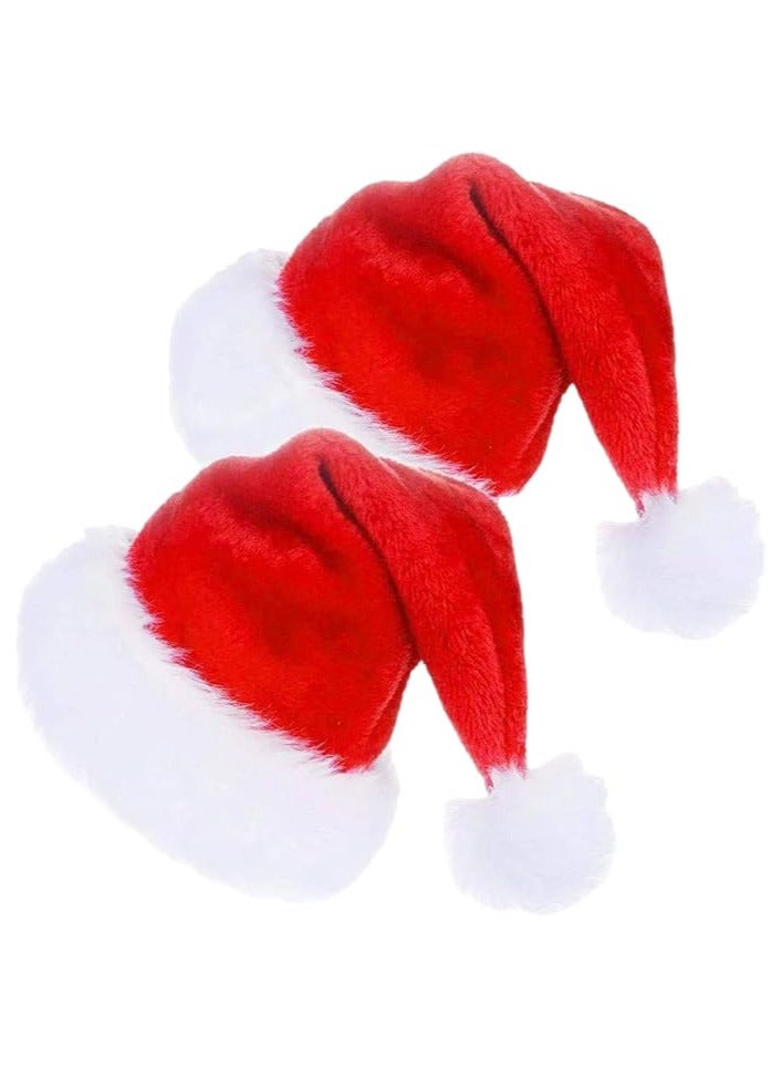 Festive Gallery Santa Hat Christmas Hat Unisex Velvet Christmas Hats Extra Thicken Fur Xmas Hat for New Year Festive Party 2PCS - Image 1