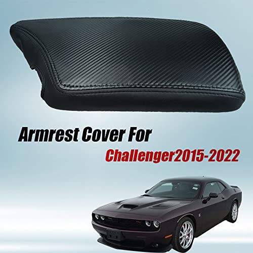 XITER Car Armrest Cover Saver, 1 Pc Center Console Leather Pad Fit for Dodge Challenger 2015-2024, Central Console Armrest Box Protector Interior Accessories (Carbon Fiber) - Image 3
