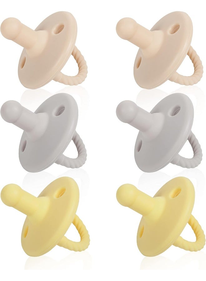 Sweet Child Pacifiers 0-18 Months, Set of 6 Ultra-Light Silicone Binkies with Collapsible Handle & 3 Air Holes for Added Safety, Best Newborn Pacifiers for Baby Boys Or Girls - Image 1