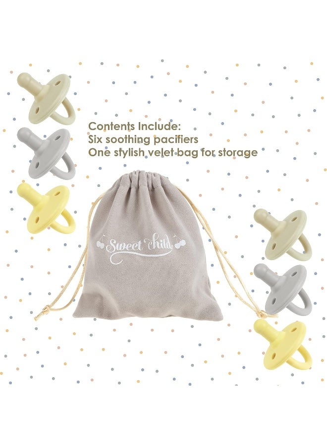 Sweet Child Pacifiers 0-18 Months, Set of 6 Ultra-Light Silicone Binkies with Collapsible Handle & 3 Air Holes for Added Safety, Best Newborn Pacifiers for Baby Boys Or Girls - Image 2