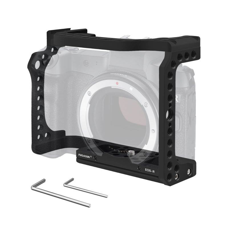 FUGASUN EOS R Camera Cage, EOS R Cage for Canon EOS R Camera Case Camera Rig Cold Shoe - Image 1