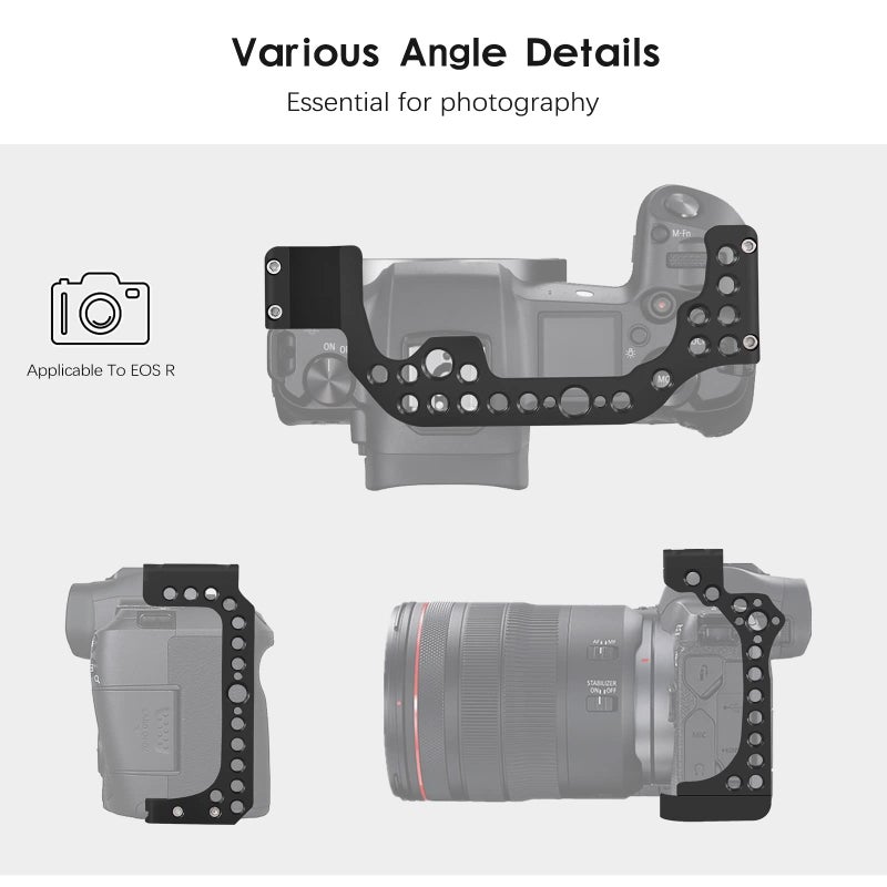 FUGASUN EOS R Camera Cage, EOS R Cage for Canon EOS R Camera Case Camera Rig Cold Shoe - Image 4