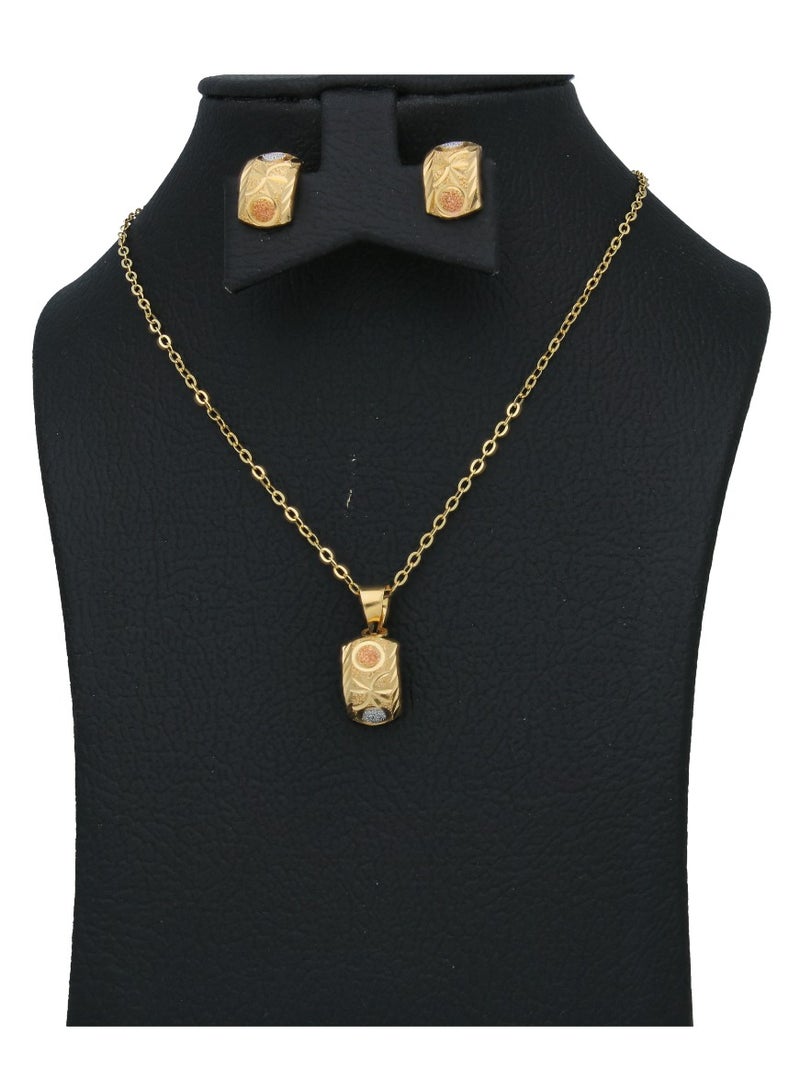 FK Jewellers Gold Rectangle Shaped Pendant Set 18KT  - Image 1
