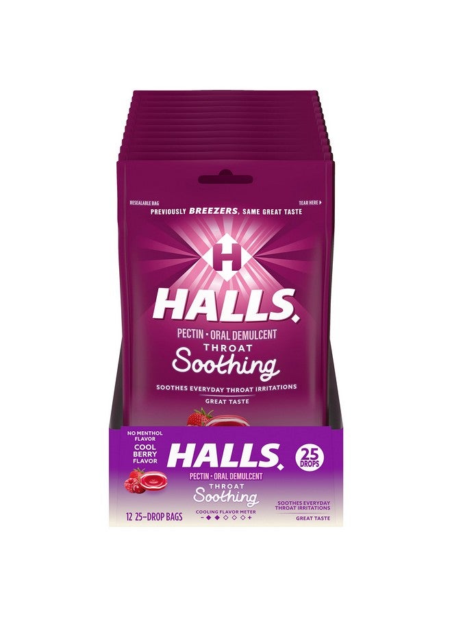 Halls HALLS Throat Soothing (Previously HALLS Breezers) Cool Berry Throat Drops, 12 Bags of 25 Drops (300 Total Drops)  - Image 1