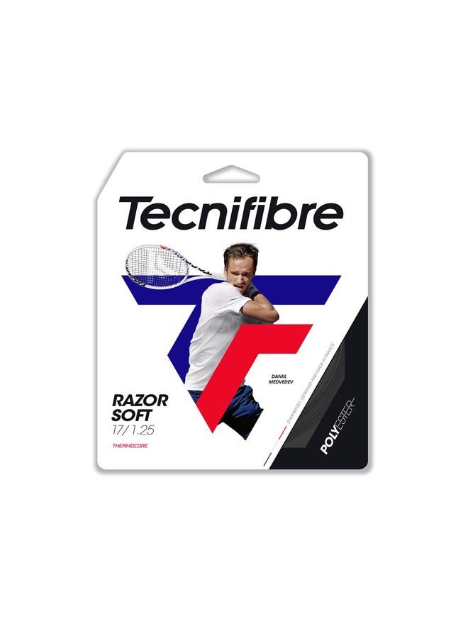TecniFibre Razor Soft Monofilament Polyester Tennis String 1.25mm Carbon - 12m Set - Image 1