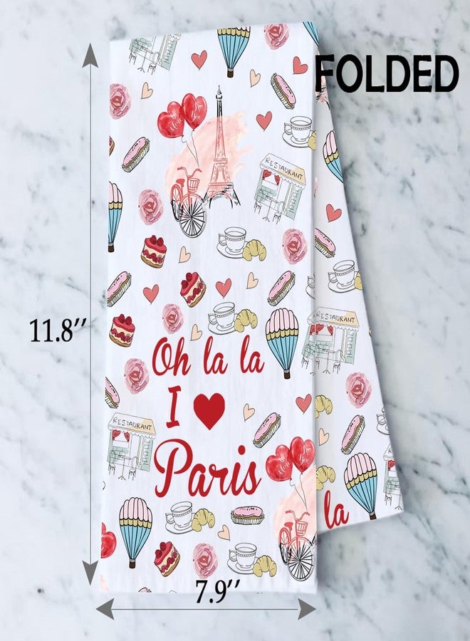 PXTIDY Paris Kitchen Towel Paris Housewarming Paris Souvenirs Gift Eiffel Tower France Paris Tea Dish Towel (Oh la la I Love Paris Towel) - Image 2