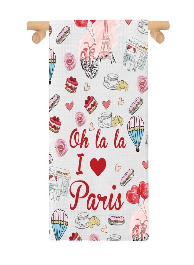 PXTIDY Paris Kitchen Towel Paris Housewarming Paris Souvenirs Gift Eiffel Tower France Paris Tea Dish Towel (Oh la la I Love Paris Towel) - Image 1