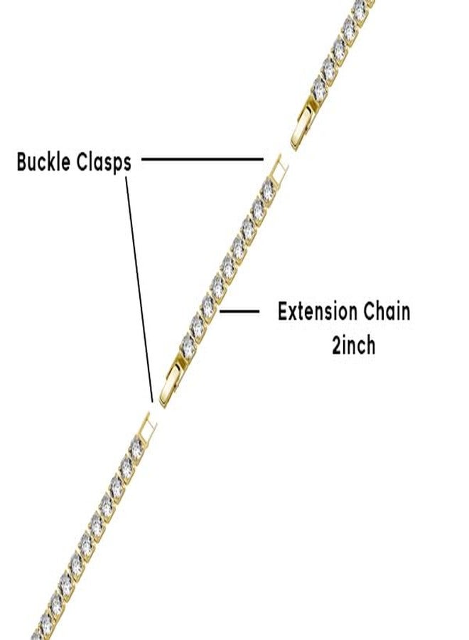 REHANDLE Dainty Tennis Necklaces for Women 14K Gold Plated Thin CZ Tennis Necklace Faux Diamond Tennis Chain Adjustable Tennis Choker Necklace for Women Necklace for Prom, One Size, Brass, No Gemstone - Image 5