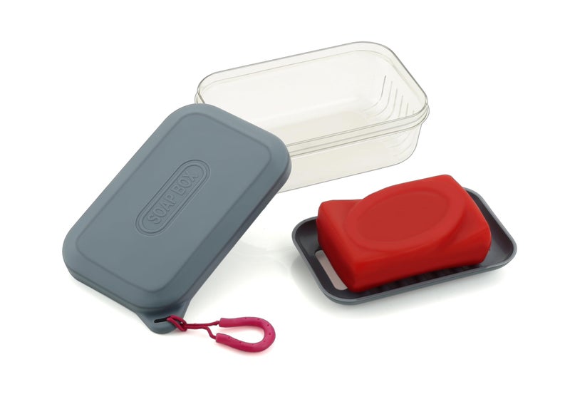 HAPPI Leakproof Travel Soap Case with Lid, Portable Plastic Soap Dish Box Cover with Draining Layer & Lid Travelling Soap Holder Bar for Bathroom Outdoor(Grey) - Image 2