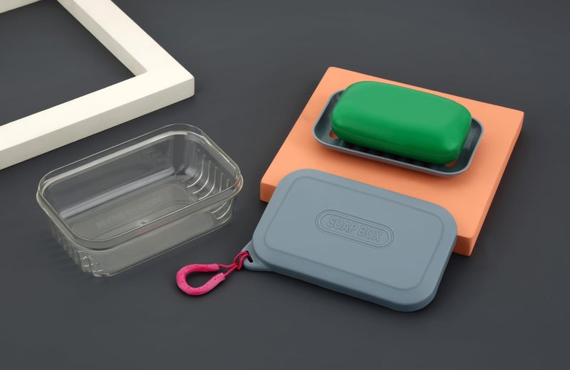 HAPPI Leakproof Travel Soap Case with Lid, Portable Plastic Soap Dish Box Cover with Draining Layer & Lid Travelling Soap Holder Bar for Bathroom Outdoor(Grey) - Image 3