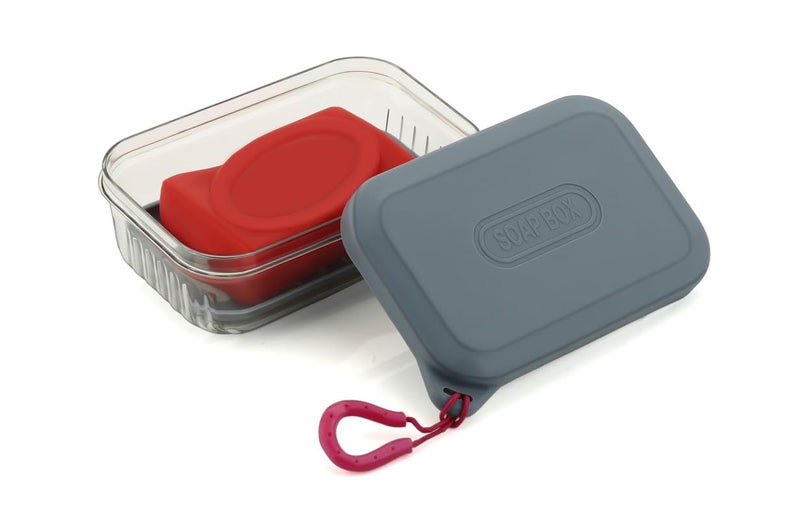 HAPPI Leakproof Travel Soap Case with Lid, Portable Plastic Soap Dish Box Cover with Draining Layer & Lid Travelling Soap Holder Bar for Bathroom Outdoor(Grey) - Image 1