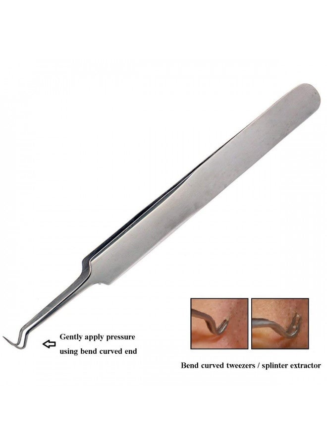 BEUKING Acne Blemish Blackhead Comedone Stainless Steel Nipper Blemish Extractor Tool for Remove Blackhead Acne Whitehead Pimple Bend Curved Tweezers, Silver - Image 3