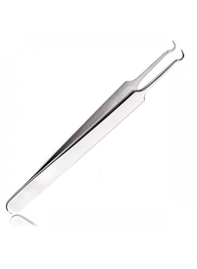 BEUKING Acne Blemish Blackhead Comedone Stainless Steel Nipper Blemish Extractor Tool for Remove Blackhead Acne Whitehead Pimple Bend Curved Tweezers, Silver - Image 1