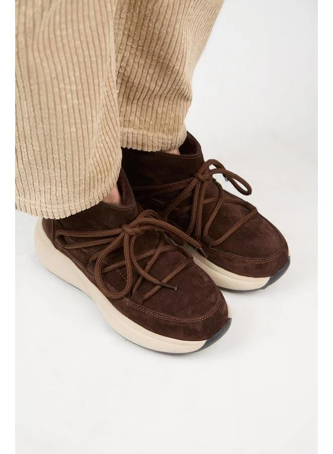 Manijero  (Palmira) Women’s Real Leather Fur‑Lined Lace‑Up Mini Brown Boot for Women | Best Price UAE