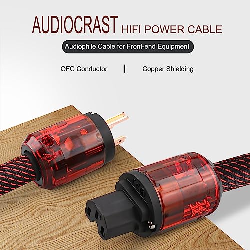 VIBORG Audiocrast HiFi Power Cable, 10AWG, 4.9ft, 125V 15A, Φ17MM, Audiophile Power Cord, Braided Sleeve, OFC Pure Copper Conductor+Shielding, US+IEC C15 Power Plug - Image 5