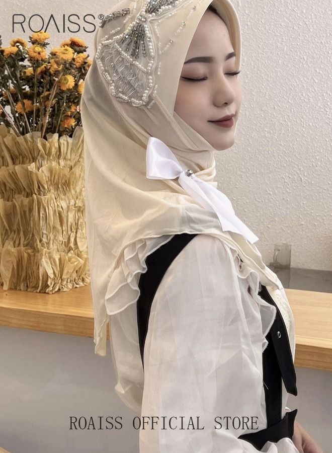 رويس عمامة صناعة ثقيلة قبعة بريم كريستال الزركون القوس الديكور بسيط وعصري  - Image 3