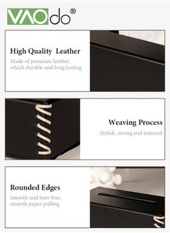 VAOdo PU Leather Tissue Box Holder, Rectangular Stylish Tissue Cover Box for Bathroom, Office, Car, Tabletop, Bottom Belt Design Paper Towel Dispenser  - Image 4