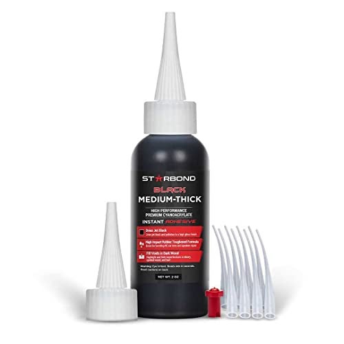 STARBOND Black Medium-Thick CA Glue, Premium Cyanoacrylate Super Glue, Knot Filler 500 CPS Viscosity, for Woodworking, Woodturning, Carpentry, Guitar, RC, Hobby, 2oz - Image 1