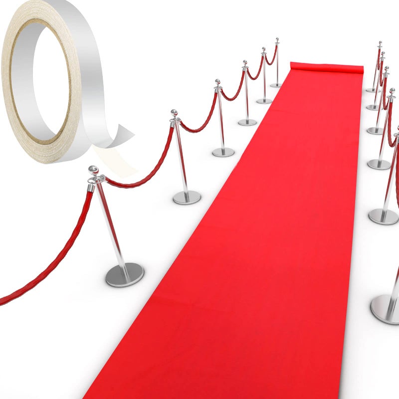 Shappy Shappy Red Carpet Runner Rug for Party 55gsm Thickness with 1 Piece Carpet Tape for Wedding Christmas Xmas Thanksgiving Outdoor Accessories  Wedding Party Hallway Rug(4 x 16.4 Feet)  - Image 1
