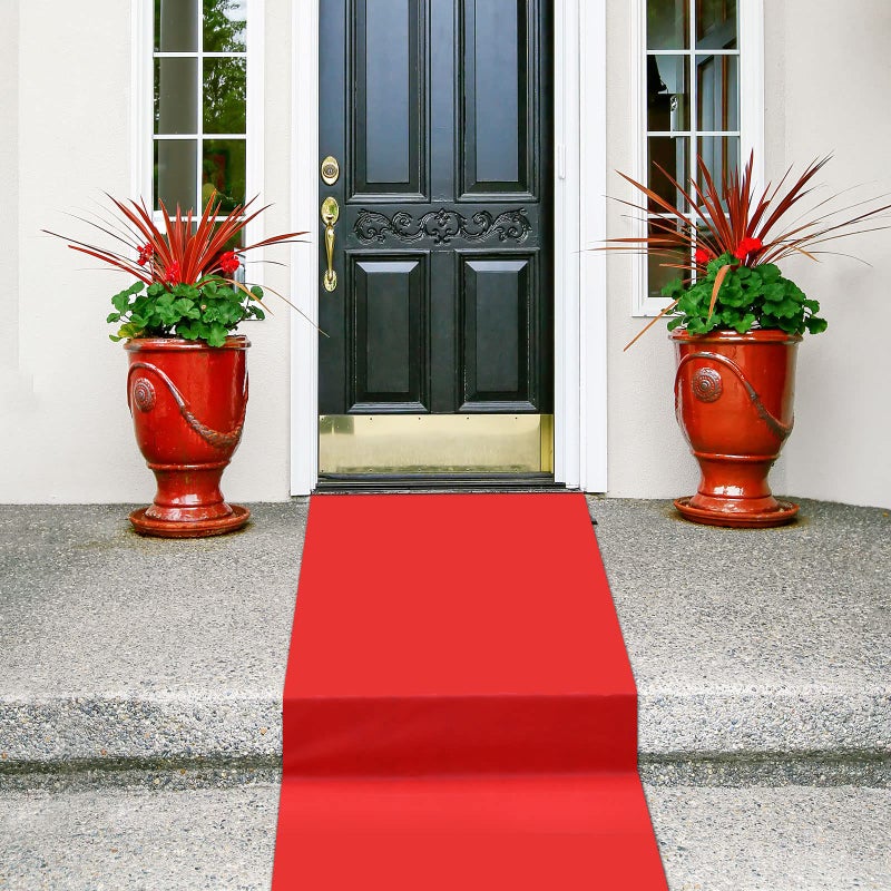 Shappy Shappy Red Carpet Runner Rug for Party 55gsm Thickness with 1 Piece Carpet Tape for Wedding Christmas Xmas Thanksgiving Outdoor Accessories  Wedding Party Hallway Rug(4 x 16.4 Feet)  - Image 5