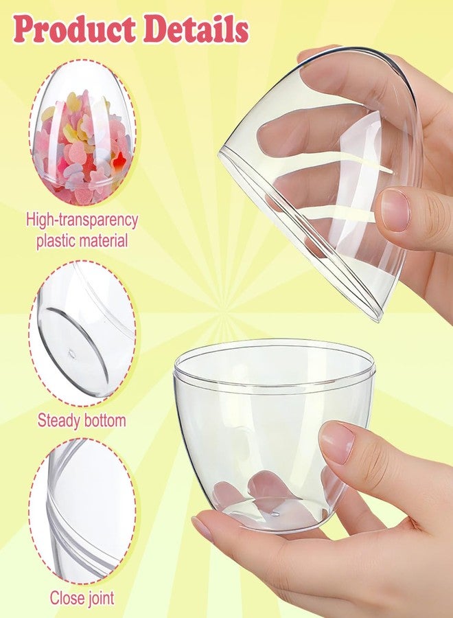 HEALEEP Clear Plastic Candy Boxes, 4Pcs Transparent Easter Treat Storage Eggs, 4.7x3.5In Fillable Easter Basket Decor for Party Favors Wedding Baby Shower - Image 2