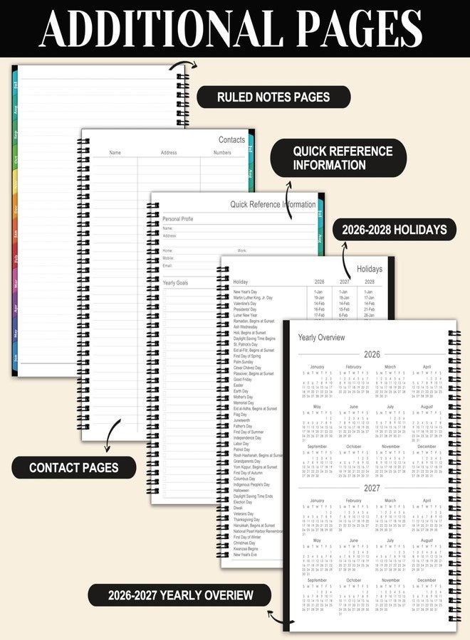 Shoparr Academic Planner 2026-2027 - Planner Weekly and Monthly 2026-2027, Jul. 2026 - Jun. 2027 11'' x 9'', Planner 26-27 with Colorful Tabs, Premium Paper, Twin-wire Binding - Classic Black - Image 5
