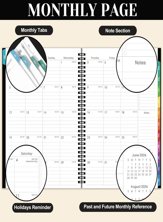 Shoparr Academic Planner 2026-2027 - Planner Weekly and Monthly 2026-2027, Jul. 2026 - Jun. 2027 11'' x 9'', Planner 26-27 with Colorful Tabs, Premium Paper, Twin-wire Binding - Classic Black - Image 3