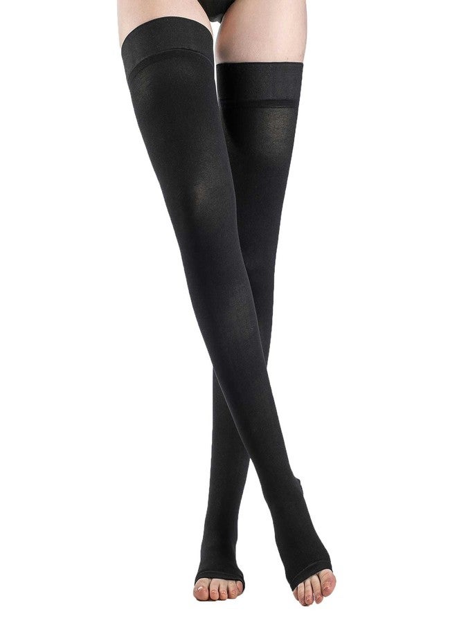 Sigvaris Dynaven 971 15-20 Open Toe Thigh High Compression Stocking w/Grip Top Black ML - Image 4
